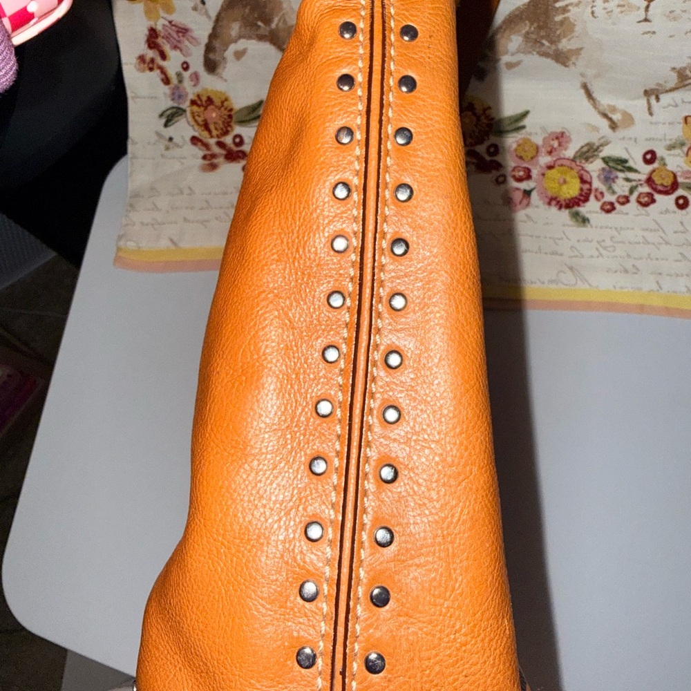 Michael Kors Brown Silver Vintage Astor Large Studded Leather Satchel Dust Bag - Picture 5 of 16